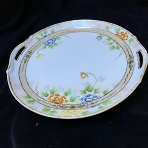9.5” Handpainted Platter with Handles. Nipon